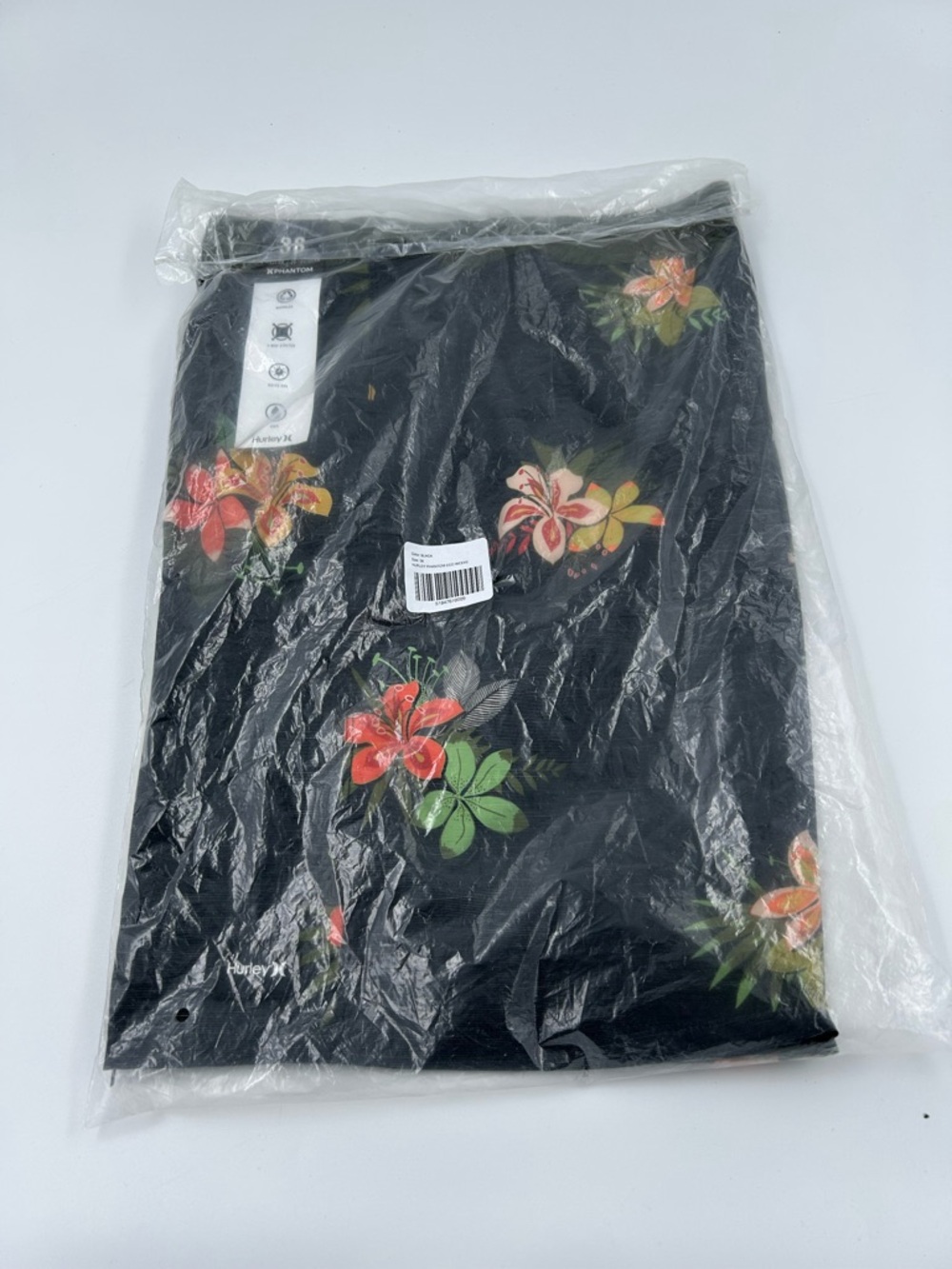 Hurley Phantom Black Floral Board Shorts with Red and Yellow Flowers